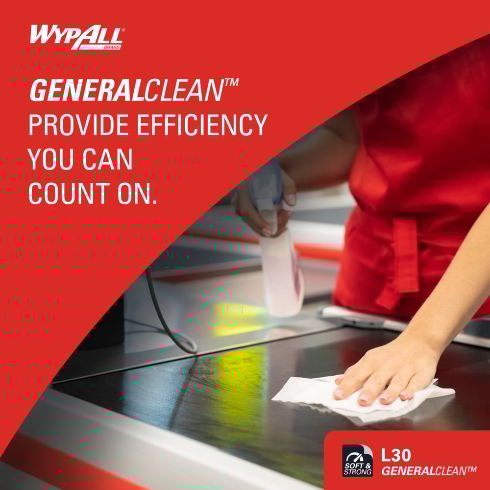 WypAll® GeneralClean™ L30 Heavy Duty Cleaning Towels (05800), Pop-Up Box, Strong and Soft Towels, White (100 Sheets/Box, 8 Boxes/Case, 800 Sheets/Case) - 05800