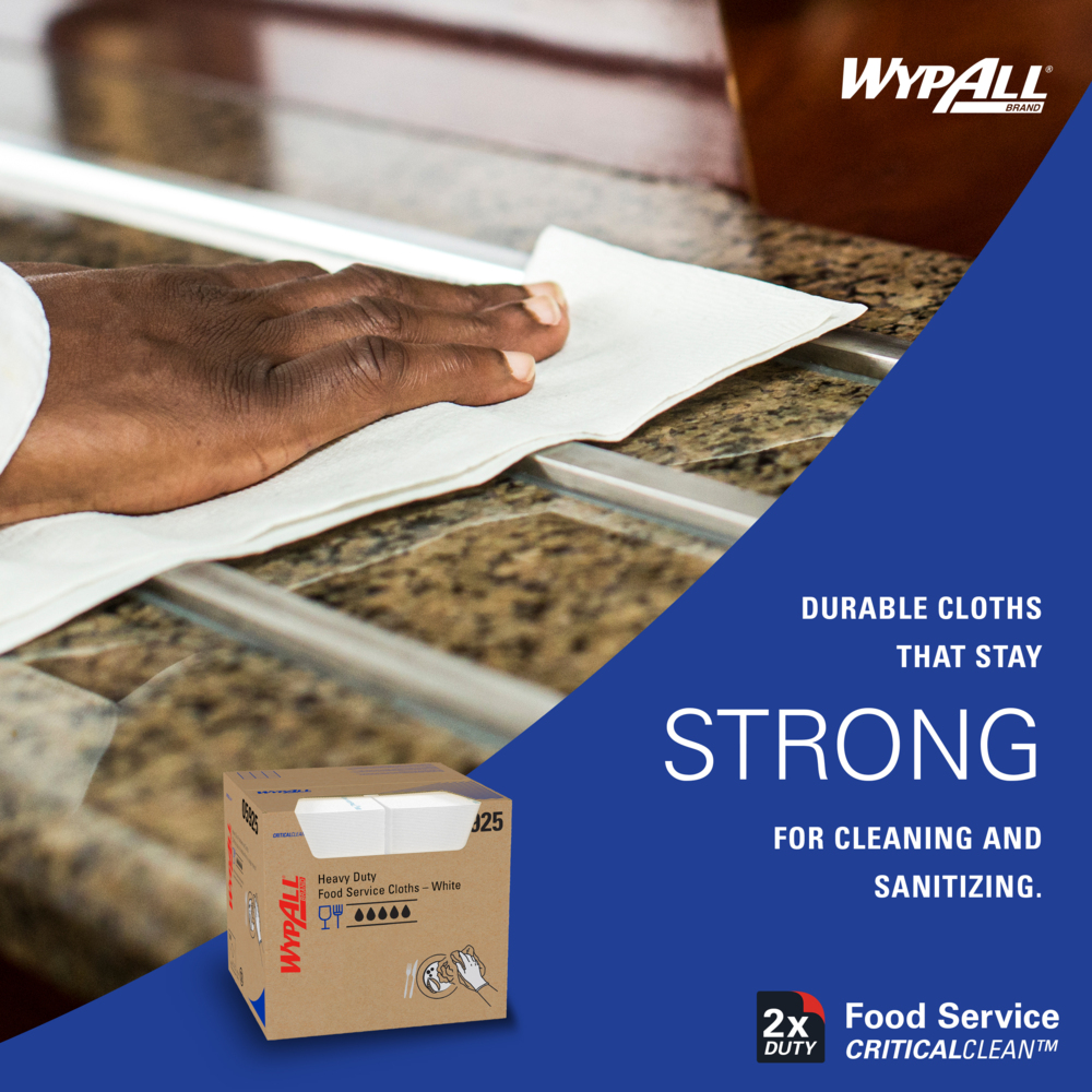 WypAll® CriticalClean™ Heavy Duty Foodservice Cloths (05925), Quarterfold Towels, White (300 Sheets/Box, 1 Box/Case, 300 Sheets/Case) - 05925