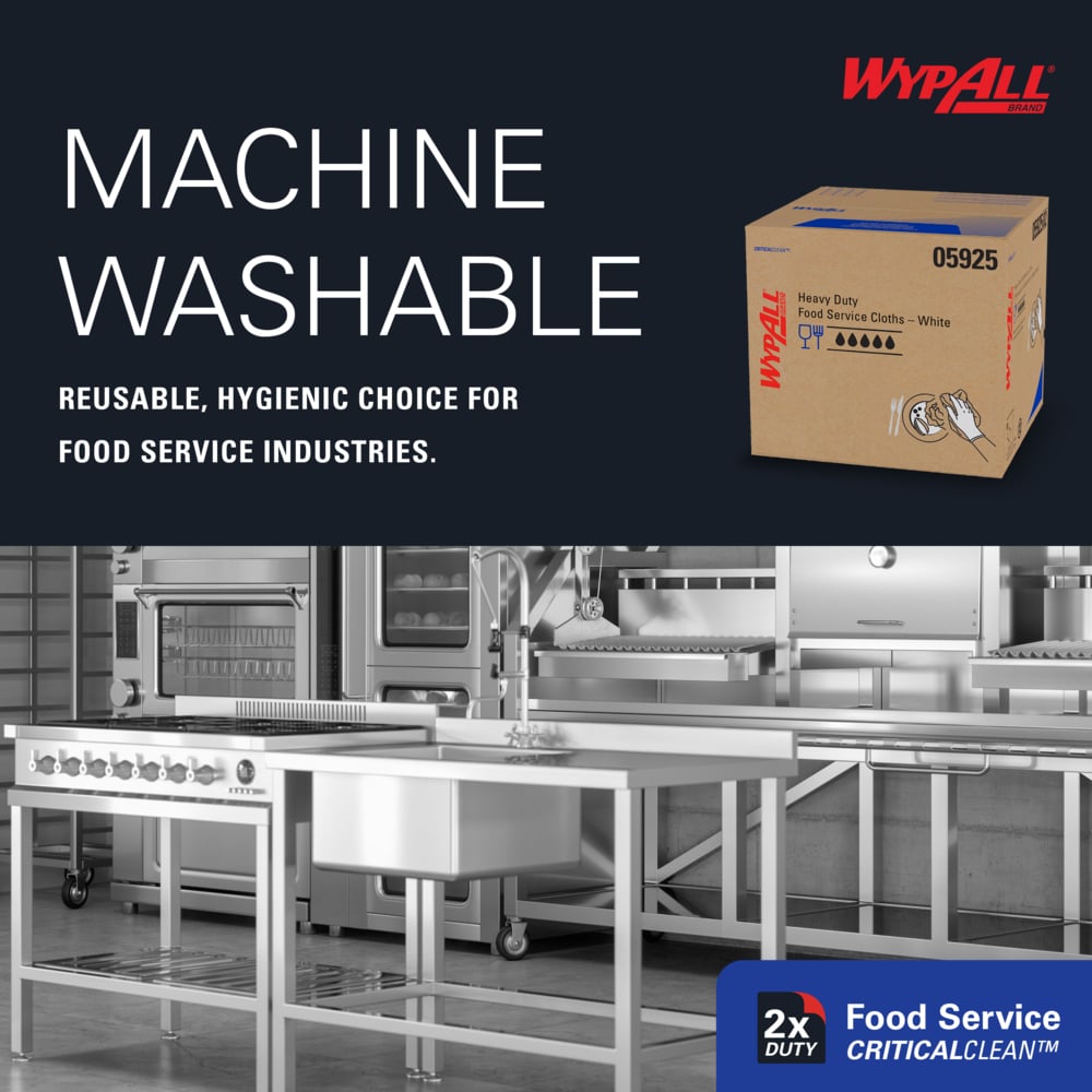 WypAll® CriticalClean™ Heavy Duty Foodservice Cloths (05925), Quarterfold Towels, White (300 Sheets/Box, 1 Box/Case, 300 Sheets/Case) - 05925