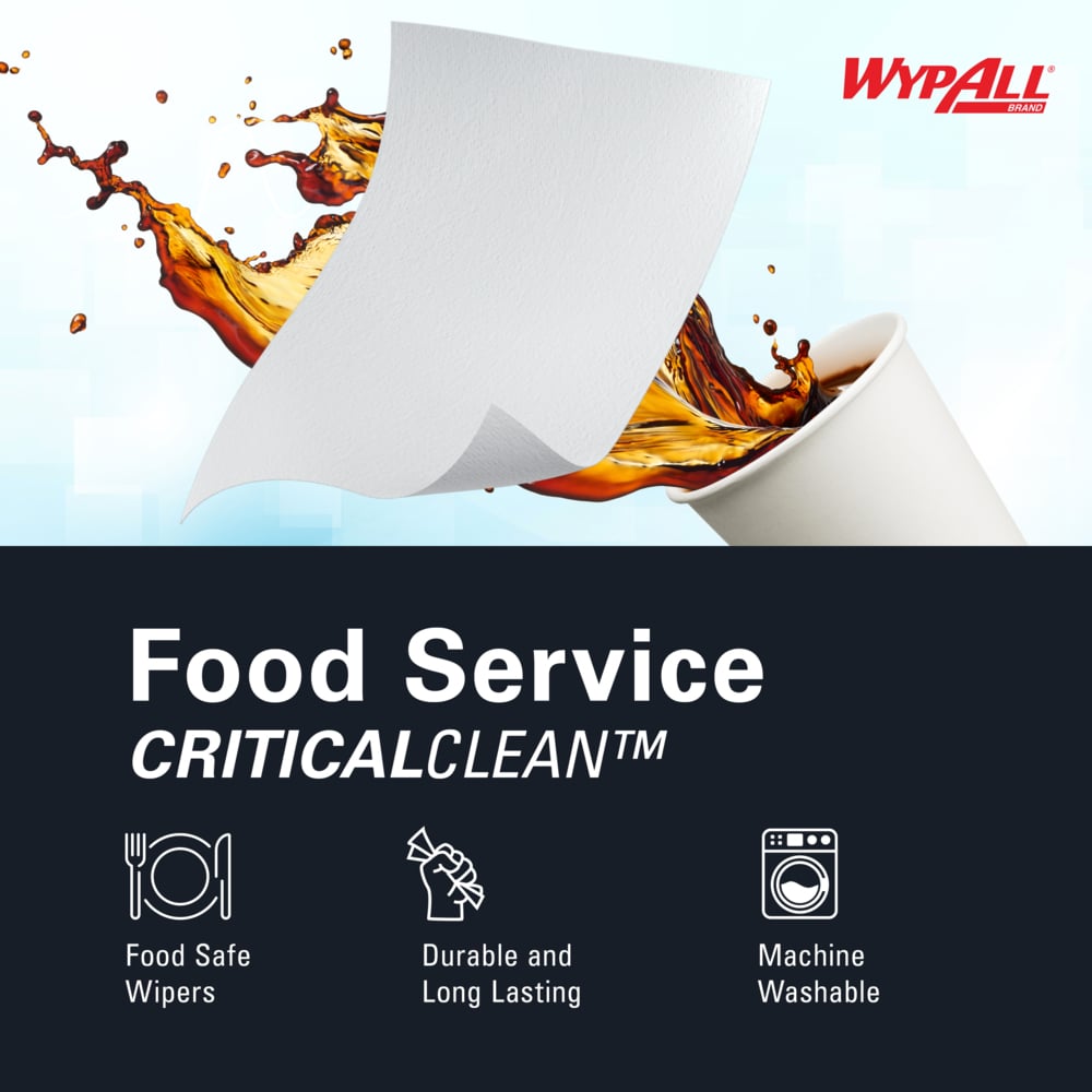 WypAll® CriticalClean™ Heavy Duty Foodservice Cloths (05925), Quarterfold Towels, White (300 Sheets/Box, 1 Box/Case, 300 Sheets/Case) - 05925