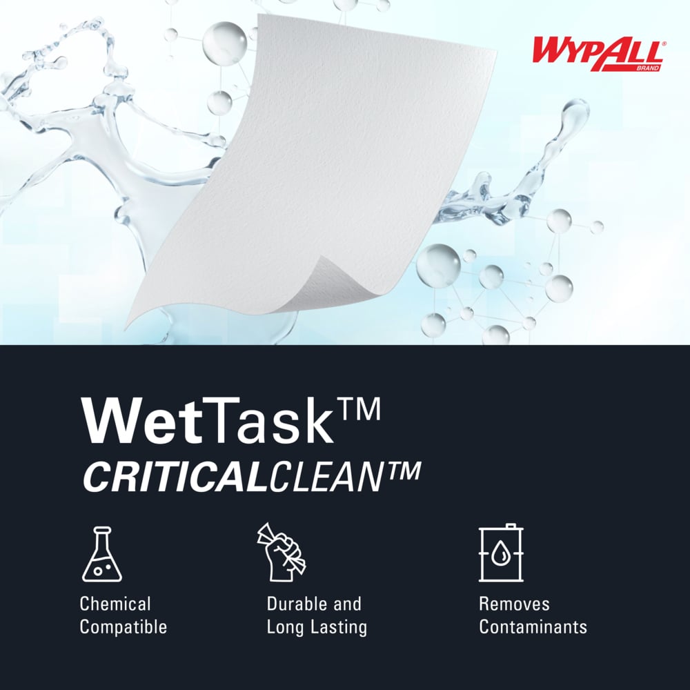 WypAll® CriticalClean™ WetTask™ Wipers for Bleach, Disinfectants, and Sanitizers (06411), Center-Pull Roll, White, Bucket Included (140 Sheets/Roll, 6 Rolls/Case, 840 Sheets/Case) - 06411