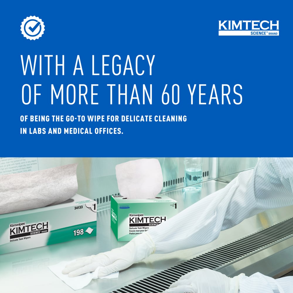Kimtech Science™ Kimwipes® Delicate Task Wipes (34133), Pop-Up Box, White (198 Sheets/Box, 15 Boxes/Case, 2,970 Sheets/Case) - 34133
