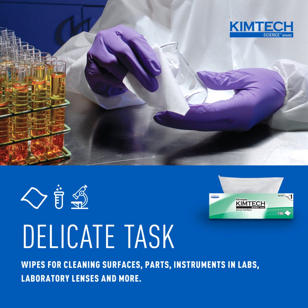 Kimtech Science™ Kimwipes® Delicate Task Wipes (34133), Pop-Up Box, White (198 Sheets/Box, 15 Boxes/Case, 2,970 Sheets/Case) - 34133