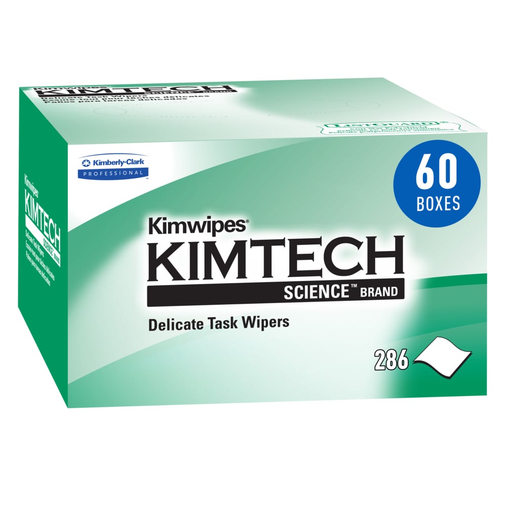 Kimtech Science™ Kimwipes® Delicate Task Wipes (34155), Pop-Up Box, White (286 Sheets/Box, 60 Boxes/Case, 17,160 Sheets/Case) - 34155