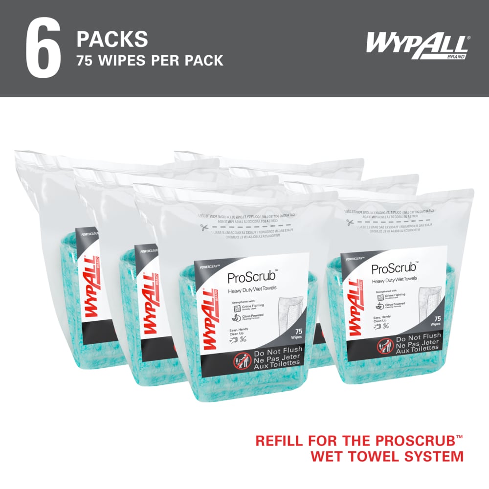 WypAll® PowerClean™ ProScrub™ Heavy Duty Wet Towels (91367), Dual
