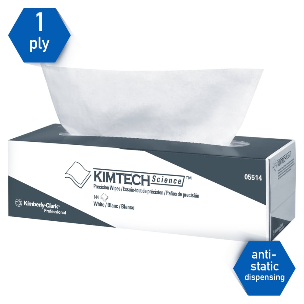 Kimtech™ Science Precision Wipes (05514), White, 15 Pop-Up Boxes / Case, 144 Sheets / Box, 2,160 Sheets / Case - 05514