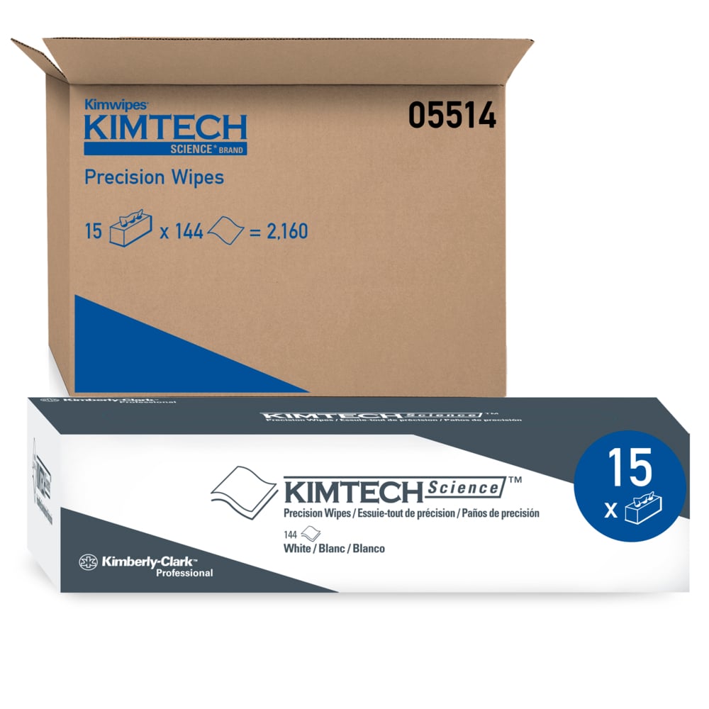 Kimtech™ Science Precision Wipes (05514), White, 15 Pop-Up Boxes / Case, 144 Sheets / Box, 2,160 Sheets / Case - 05514