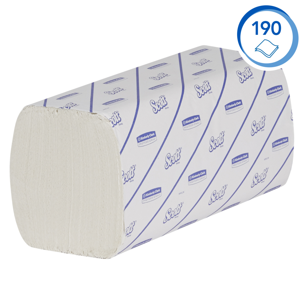 Scott® Excellent Intergevouwen Handdoeken 6604 - 190 witte, 2-laags doeken per wikkel (omdoos bevat 20 wikkels). - 6604