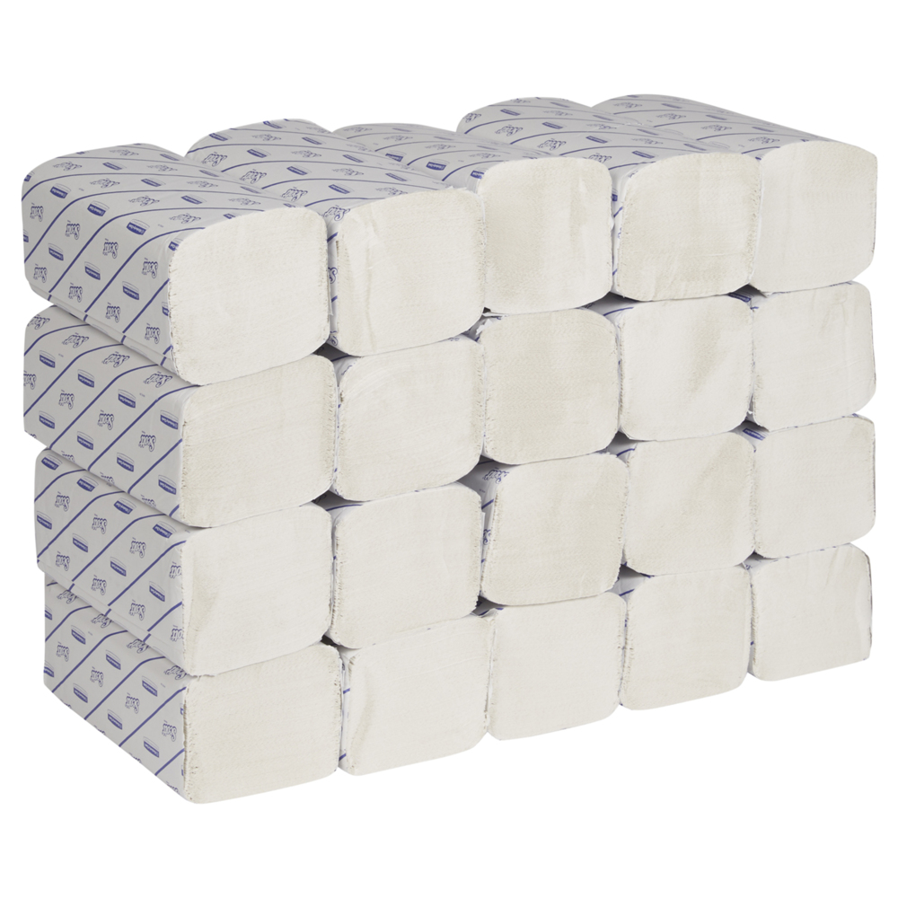Asciugamani intercalati Scott® Excellent 6604 - 190 strappi, colore bianco, a 2 veli per confezione (la cassa contiene 20 confezioni) - 6604