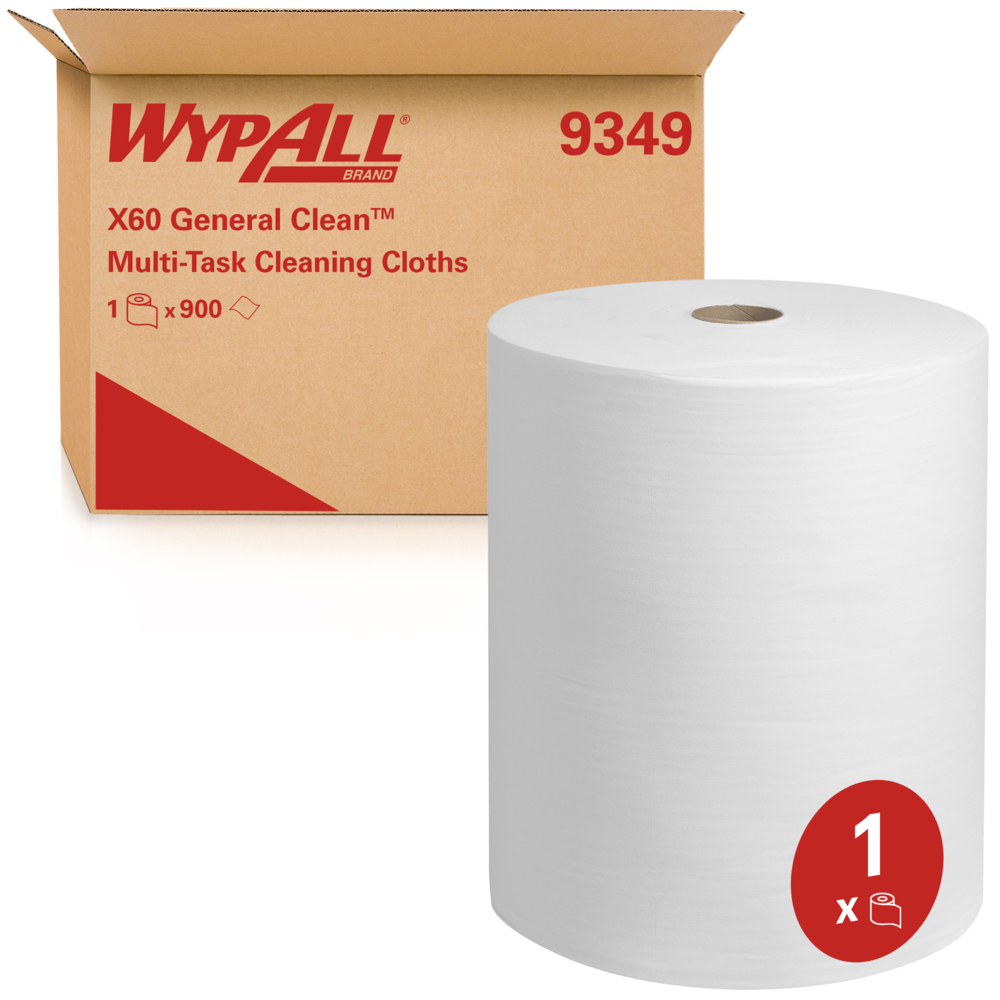 Протирочный материал WypAll® X60 General Clean™, код 9349, 1 большой рулон х 900 белых листов - 9349