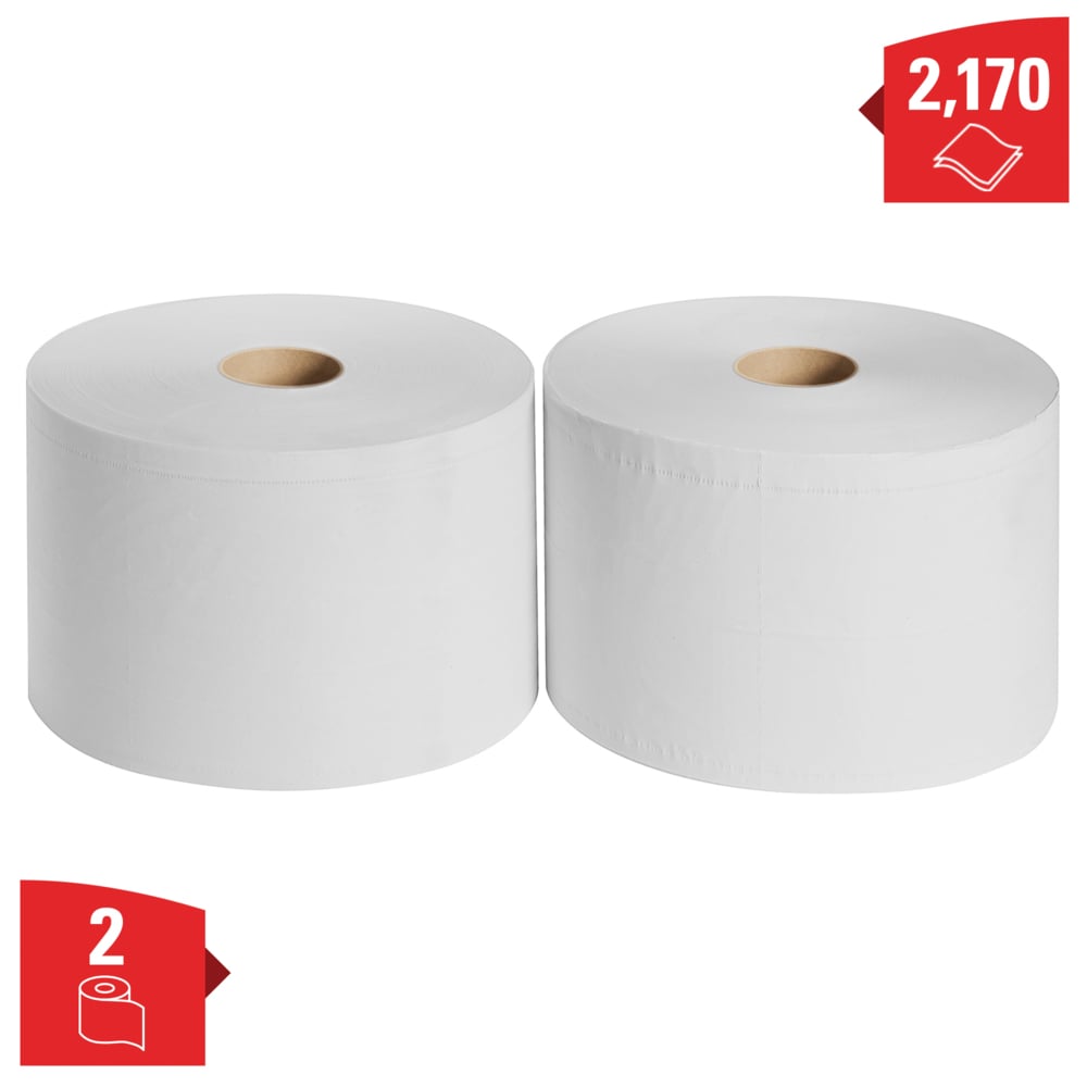 Paños WypAll® L20 General Clean™ 7204 - Paños de papel: 2 rollos grandes x 1085 paños de limpieza de 2 capas blancos (2170 en total) - 7204