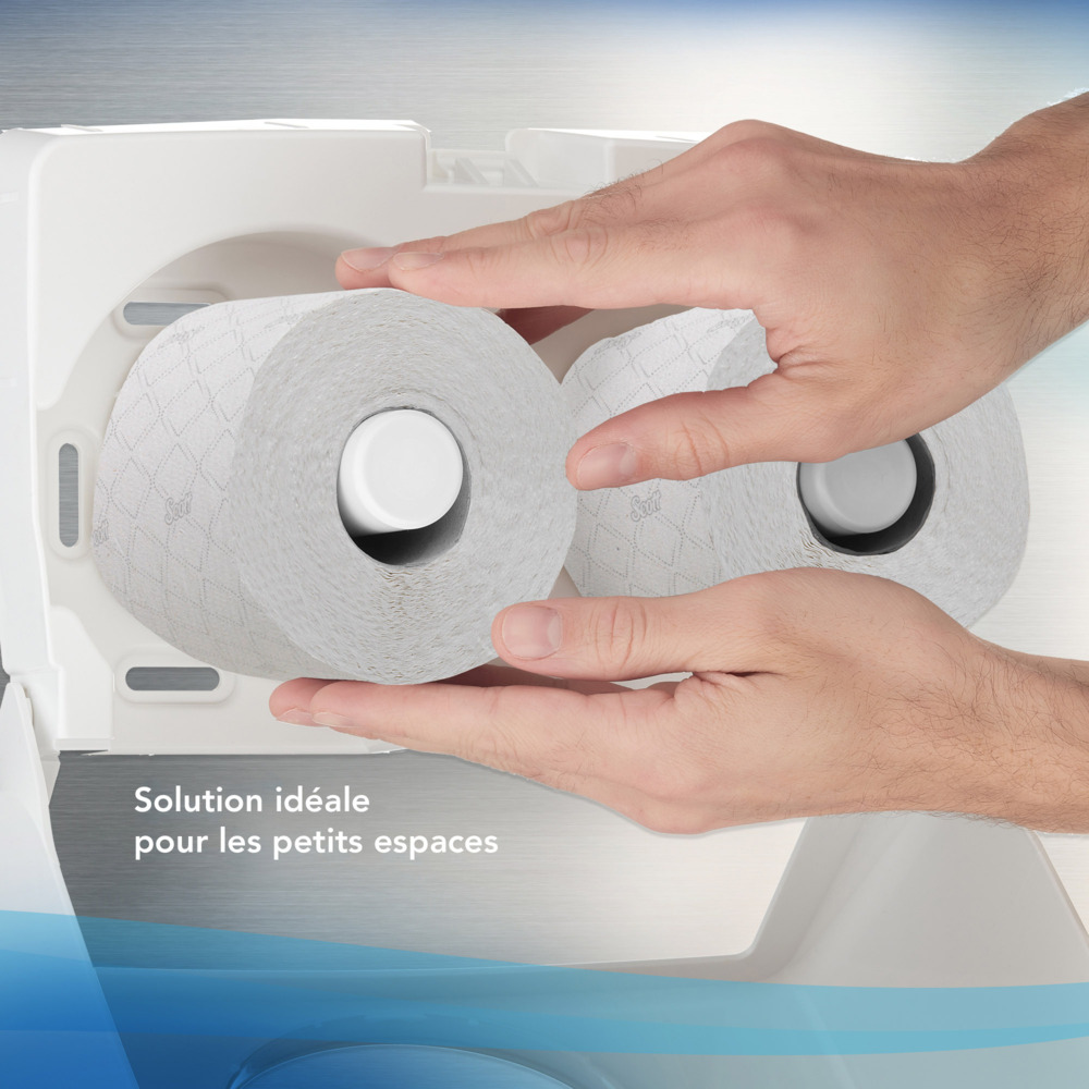 Papier toilette taille standard Scott® Essential™ 8538 - Papier toilette 2 épaisseurs - 6 paquets de 6 rouleaux x 320 feuilles de papier toilette blanc (36 rouleaux/11 520 feuilles au total) - 8538