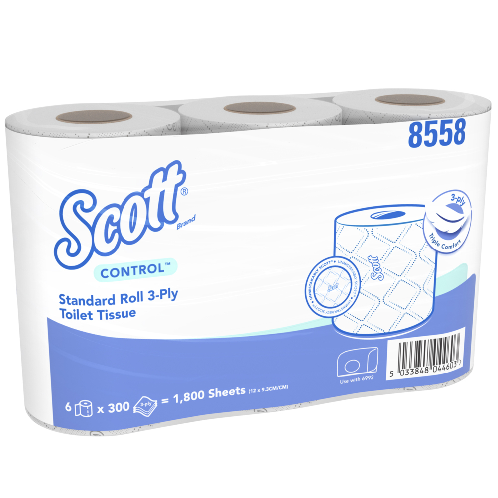 Scott® Control™ Small Roll Toilet Tissue 8558 - 3 Ply Toilet Rolls - 5 ...