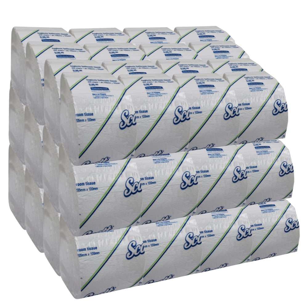 Scott® Control Interleaved Toilet Tissue (5190), White 1-Ply, 48 Packs / Case, 300 Sheets / Pack (14,400 Sheets) - S050058936