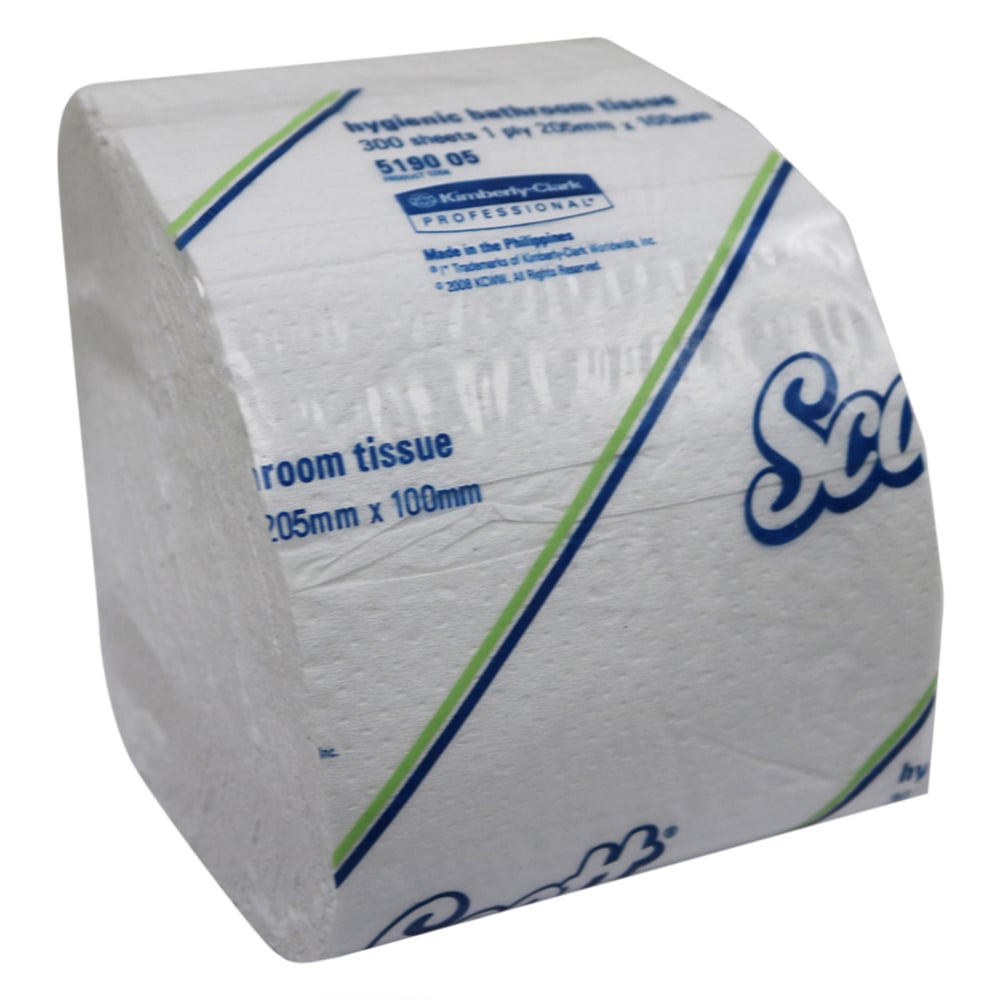 Scott® Control Interleaved Toilet Tissue (5190), White 1-Ply, 48 Packs / Case, 300 Sheets / Pack (14,400 Sheets) - S050058936