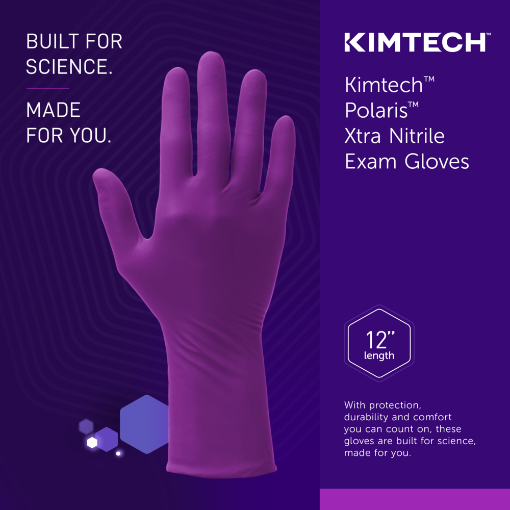 Kimtech™ Polaris™ Xtra Nitrile Exam Gloves (62761), 7.5 Mil, Ambidextrous, 12", S (50 Nitrile Gloves/Box, 10 Boxes/Case, 500 Gloves/Case) - 62761