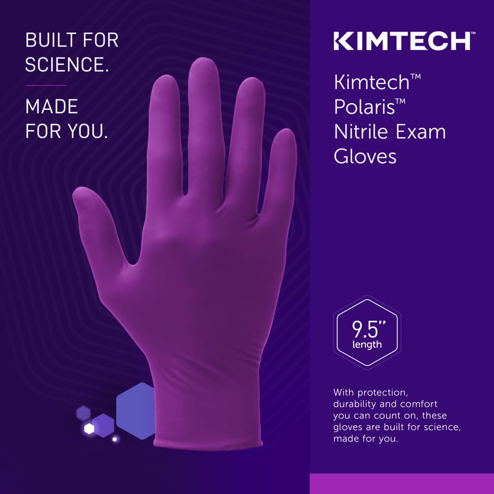 Kimtech™ Polaris™ Nitrile Exam Gloves (62772), 5.9 Mil, Ambidextrous, 9.5", M (100 Nitrile Gloves/Box, 10 Boxes/Case, 1,000 Gloves/Case) - 62772