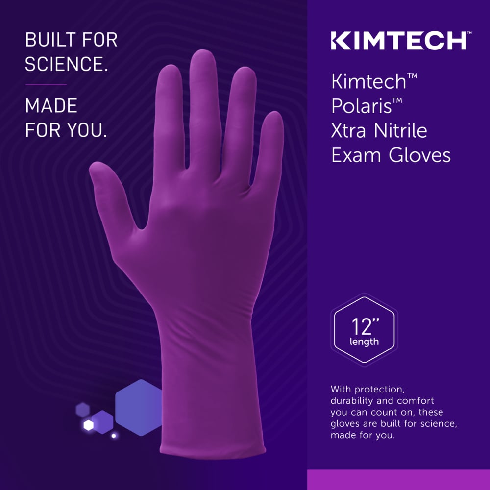 Kimtech™ Polaris™ Xtra Nitrile Exam Gloves (62760), 7.5 Mil, Ambidextrous, 12", XS (50 Nitrile Gloves/Box, 10 Boxes/Case, 500 Gloves/Case) - 62760