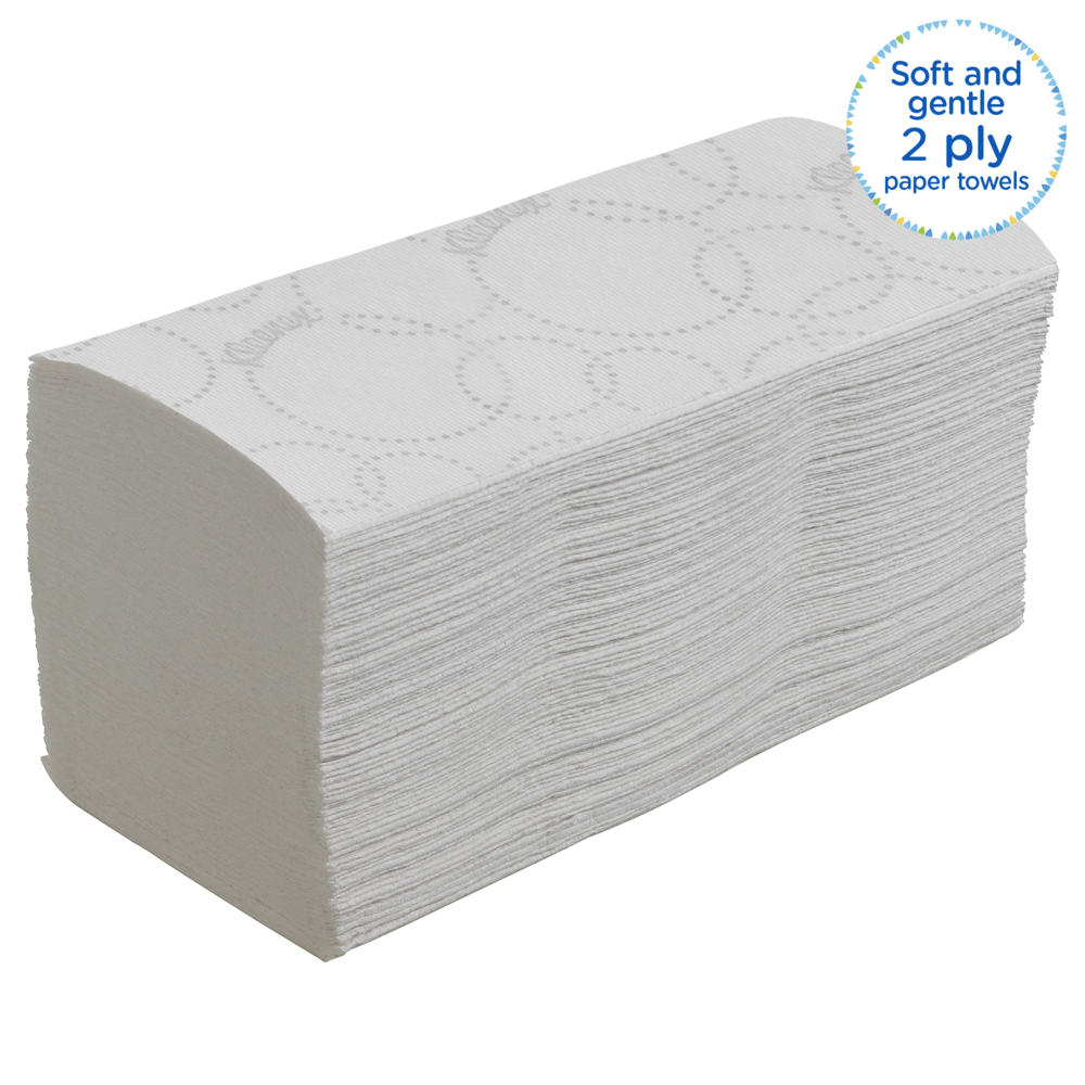 Kleenex® Сложенные полотенца для рук V-Fold, код 6789, 15 упаковок x 186 листов белой, двухслойной бумаги (всего 2790 шт.) - 6789