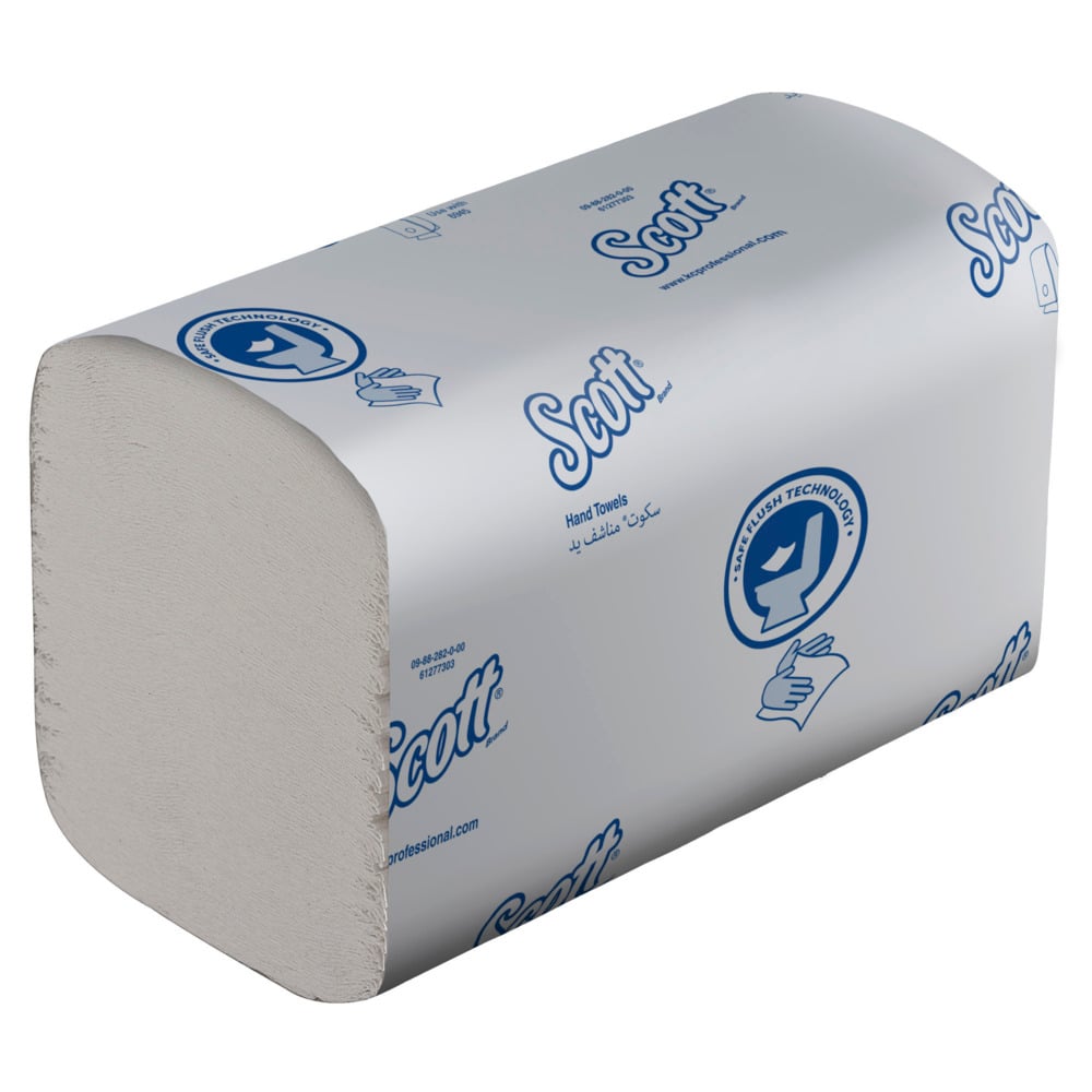 Scott® Control™ herunterspülbare Falthandtücher 6659 – Einmal-Papierhandtücher – 15 Packungen x 322 weiße Papierhandtücher (insges. 4.830) - 6659