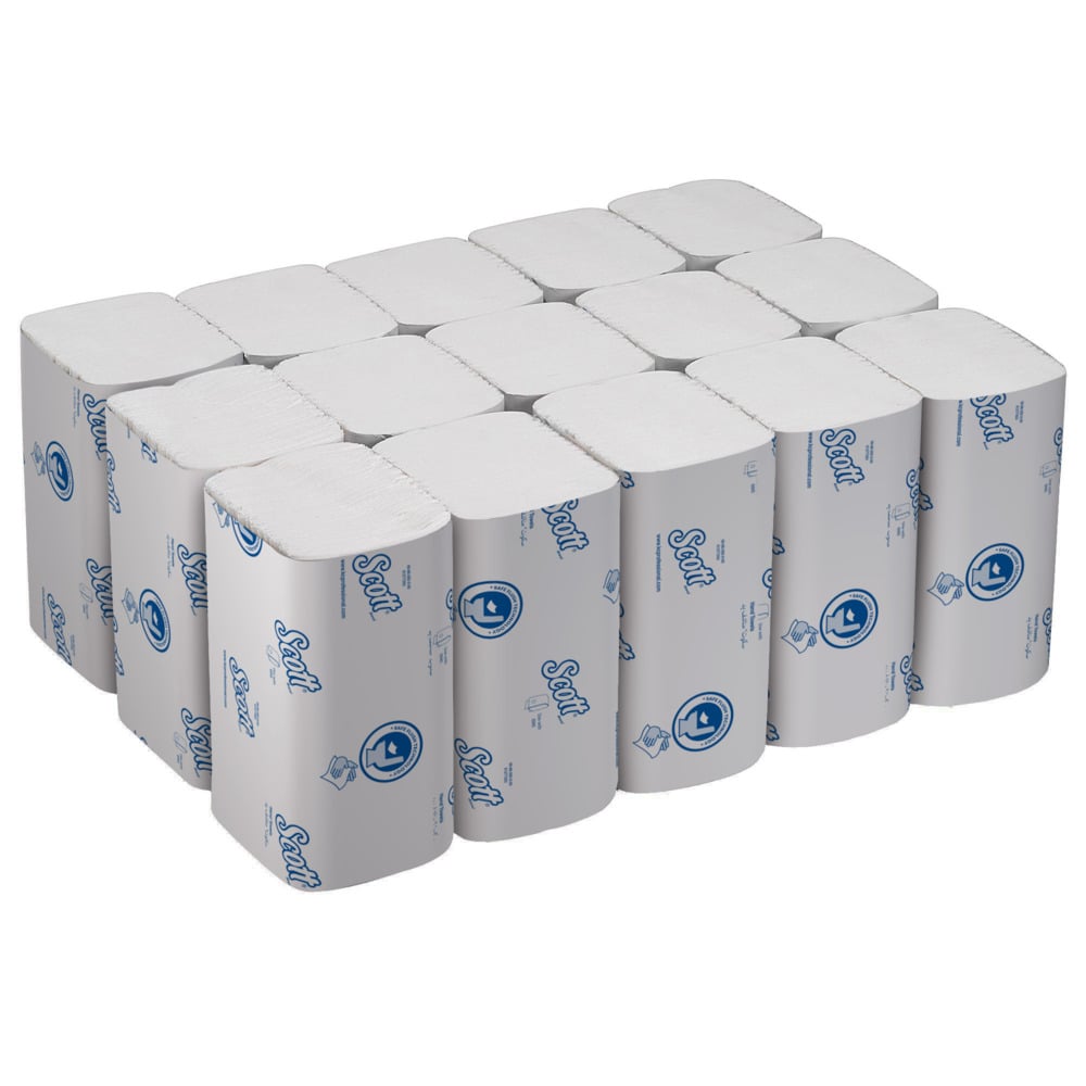 Scott® Control™ herunterspülbare Falthandtücher 6659 – Einmal-Papierhandtücher – 15 Packungen x 322 weiße Papierhandtücher (insges. 4.830) - 6659