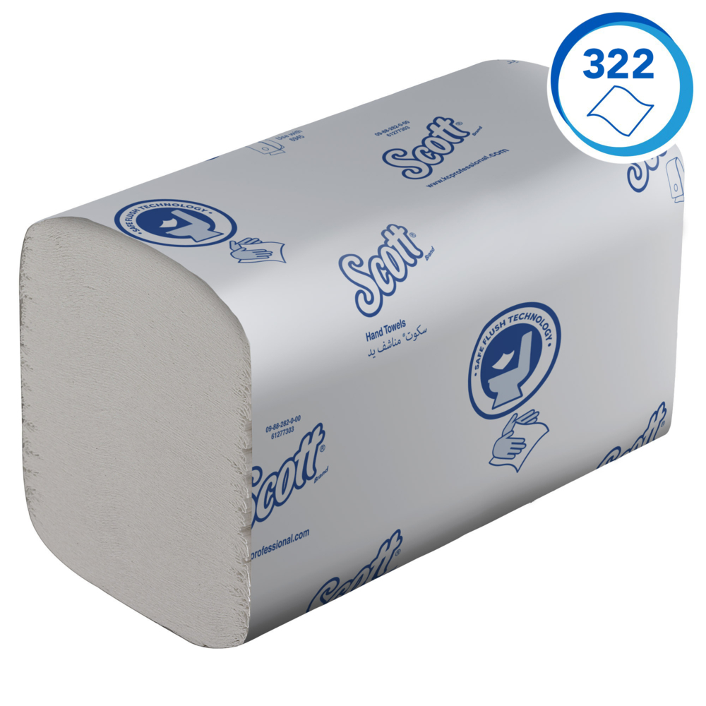 Doorspoelbare, gevouwen Scott® Control™-handdoeken 6659 - papieren wegwerphanddoeken - 15 verpakkingen x 322 witte papieren handdoeken (4830 in totaal) - 6659