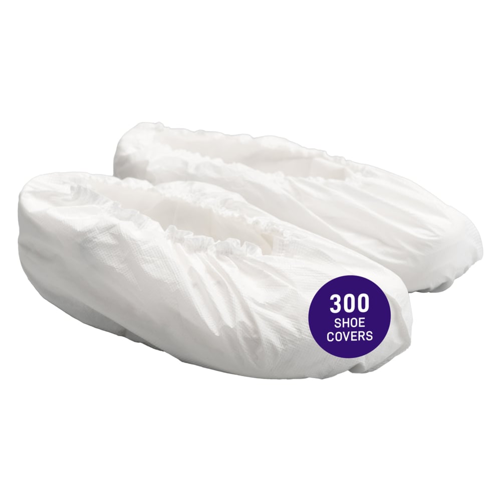 Kimtech™ A7 Unitrax Pro™ Shoe Covers (55585), White, Non-Sterile, Double-Bagged, Universal (100 Covers/Bag, 3 Bags/Case, 300 Covers/Case) - 55585