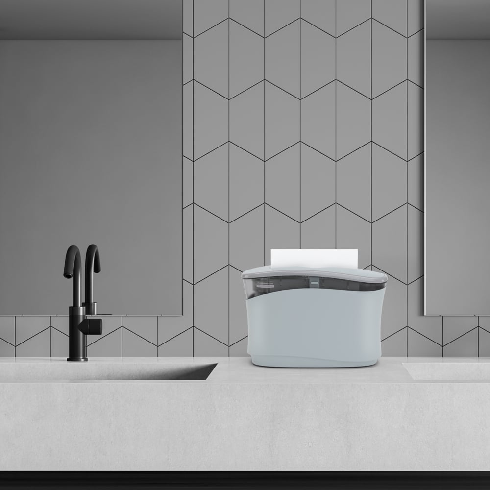 Kimberly-Clark Professional™ Countertop Folded Towel Dispenser (55760), Soft Grey, 13.3" x 9.0" x 5.2" (Qty 1) - 55760