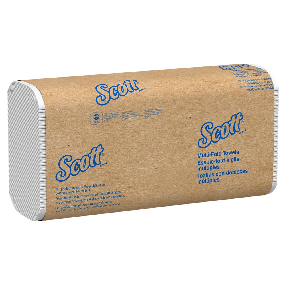 essuie-mains à plis multiples Scott® (01804), avec technologie Absorbency Pockets™, feuilles de 23,37 cm x 23,88 cm (9,2 po x 9,4 po), blanches (250 feuilles/paquet, 16 paquets/caisse, 4 000 feuilles/caisse) - 01804