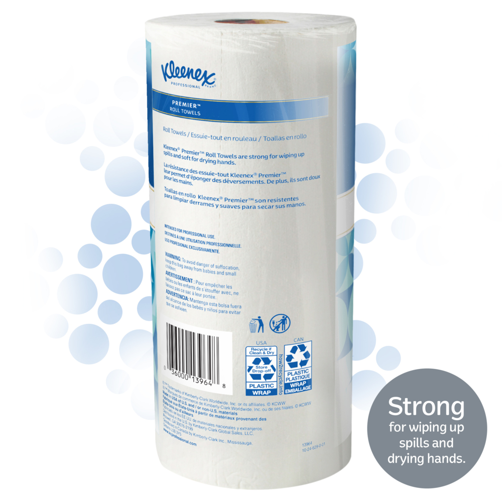 Kleenex® Premier Kitchen Paper Towels (13964), Cloth-Like Softness, White, (24 Rolls/Case, 70 Sheets/Roll, 1,680 Sheets/Case) - 13964