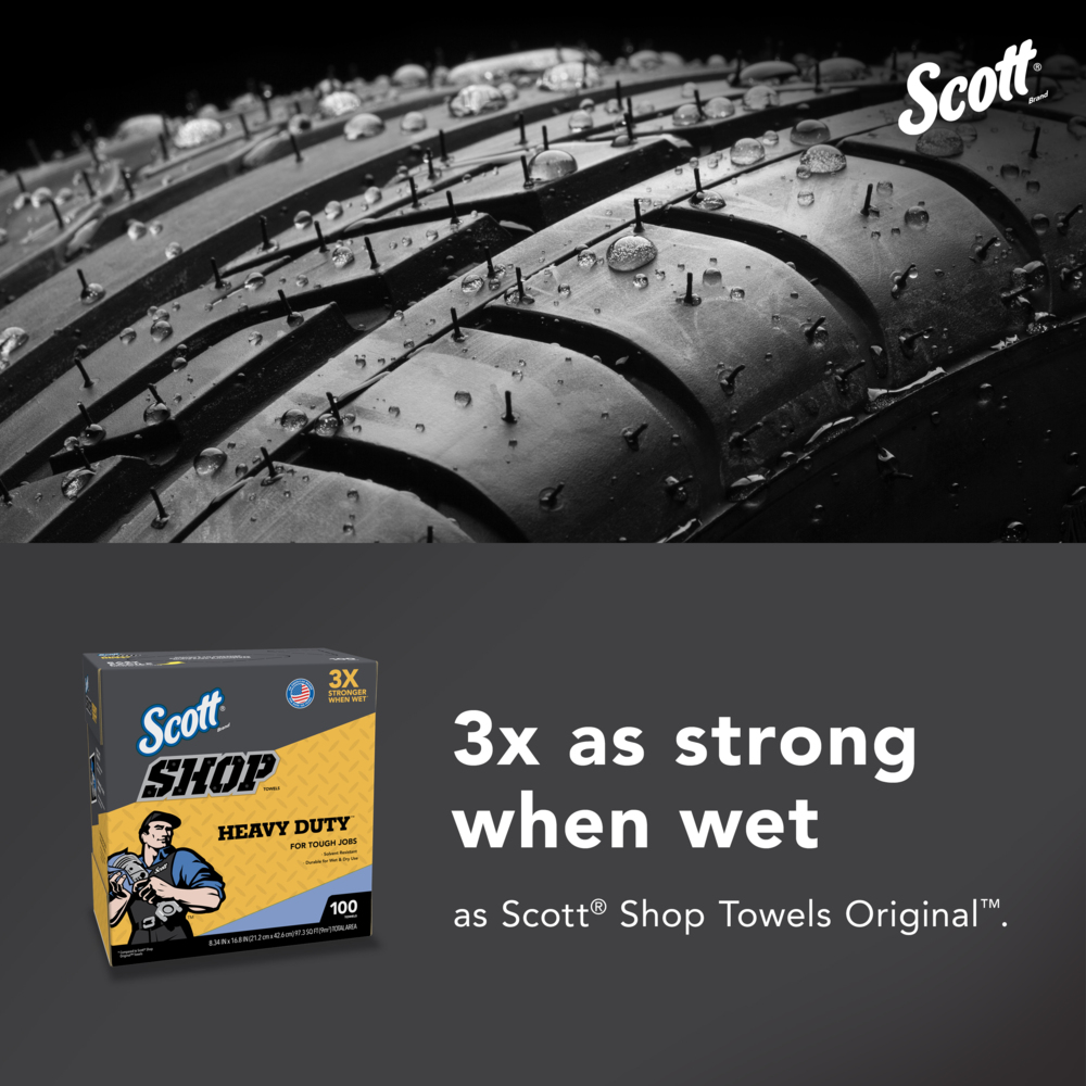 Scott® Shop Towels Heavy Duty™ (54014), Blue Shop Towels for Solvents and Heavy Duty Jobs, 8.34"x16.8" sheets, Pop-Up™ Box (100 Towels/Box, 10 Boxes/Case, 1,000 Towels/Case) - 54014