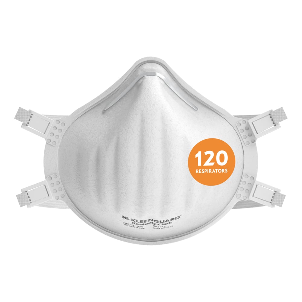 KleenGuard™ 3400 Series N95 Particulate Respirator (54627), RA3415 Molded Cup Style, NIOSH-Approved, Regular Fit, White (10 Respirators/Box, 12 Boxes/Case, 120 Respirators/Case) - 54627