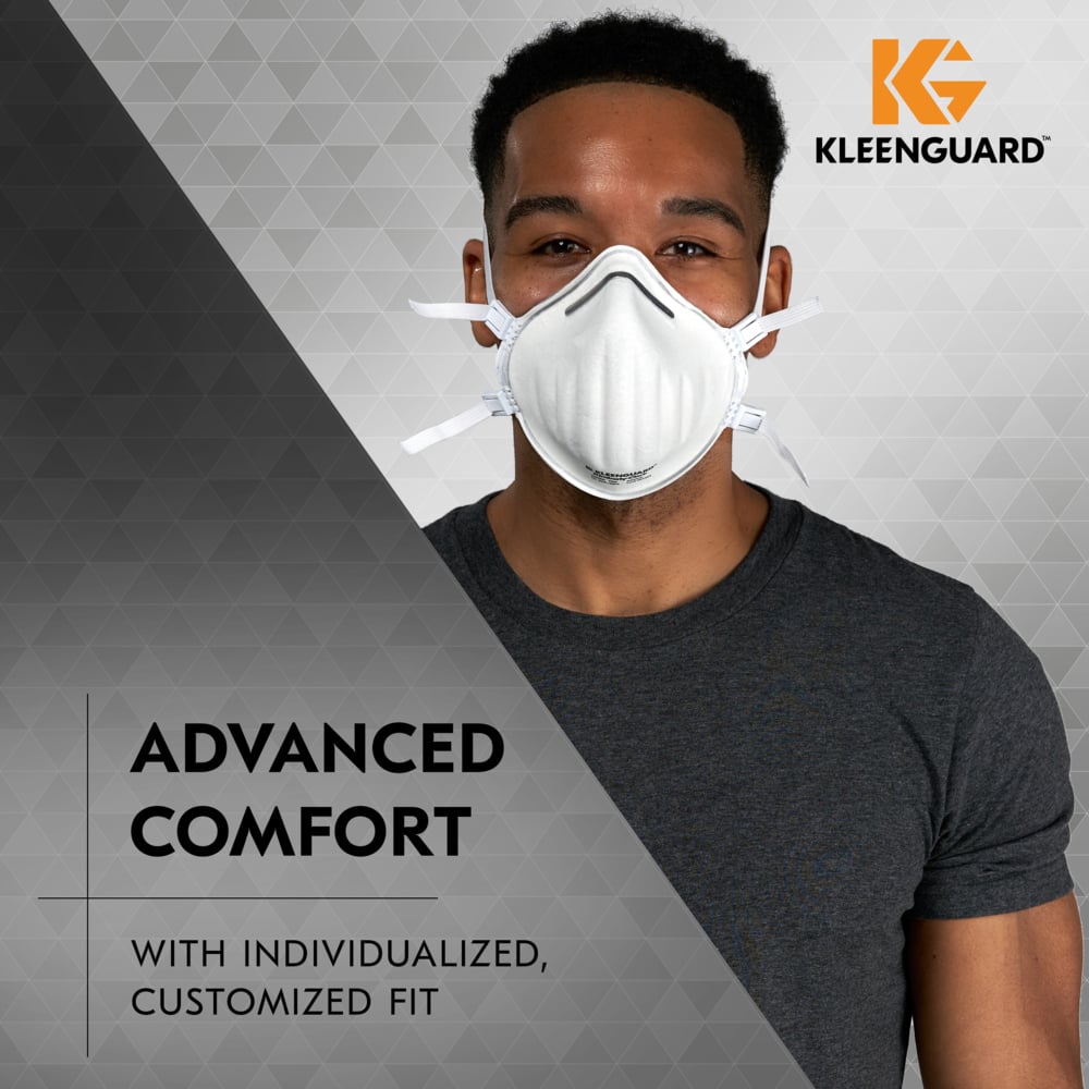 KleenGuard™ 3400 Series N95 Particulate Respirator (54627), RA3415 Molded Cup Style, NIOSH-Approved, Regular Fit, White (10 Respirators/Box, 12 Boxes/Case, 120 Respirators/Case) - 54627