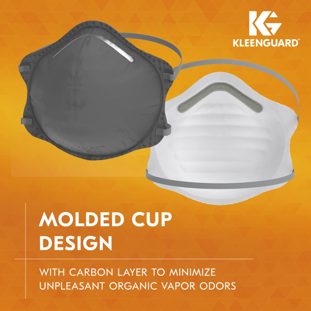 KleenGuard™ 3300 Series OV N95 Particulate Respirator (54629), RA3316 Molded Cup Style, NIOSH-Approved, Regular Fit, Grey (20 Respirators/Box, 12 Boxes/Case, 240 Respirators/Case) - 54629