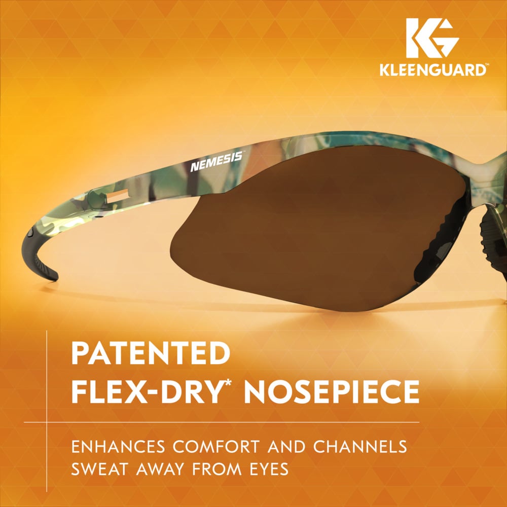 KleenGuard™ V30 Nemesis™ Safety Glasses (22609), Smoke Lenses with KleenVision™ Anti-Fog coating, Camo Frame, Unisex Eyewear for Men and Women (12 Pairs/Case) - 22609