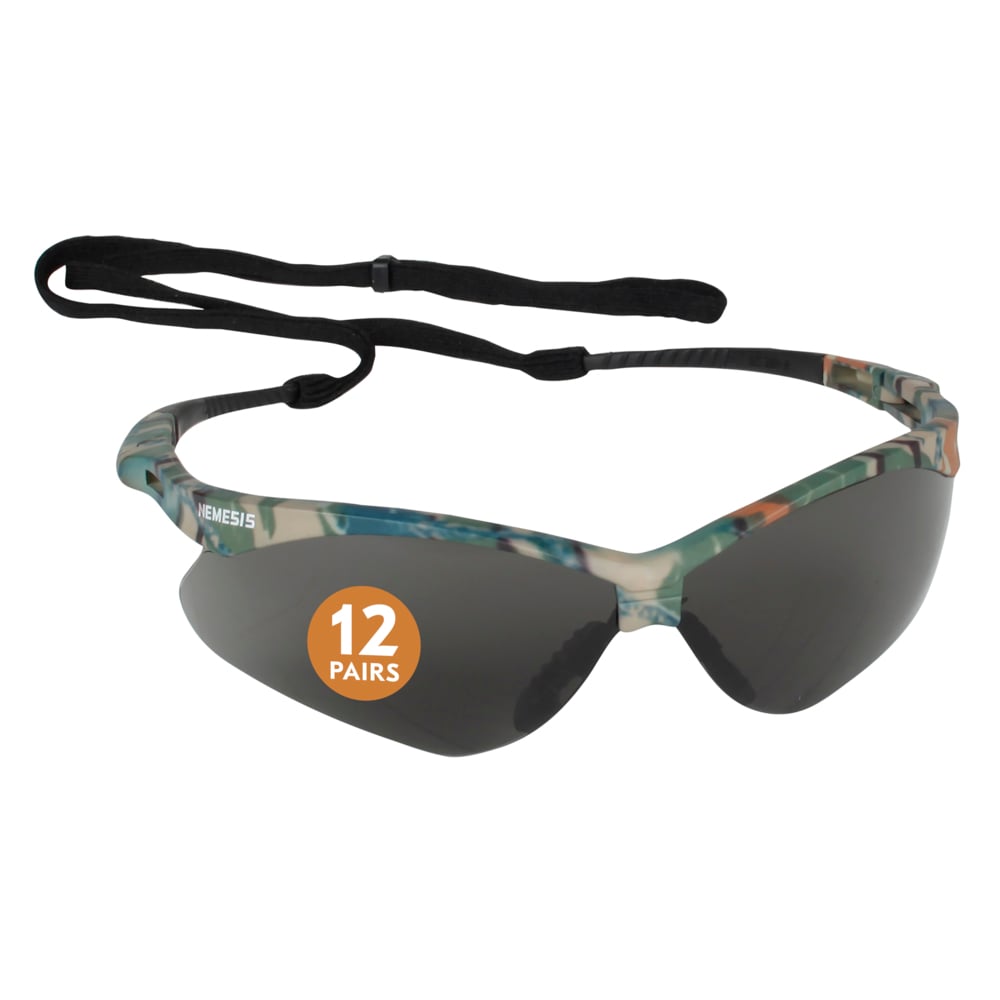 KleenGuard™ V30 Nemesis™ Safety Glasses (22609), Smoke Lenses with KleenVision™ Anti-Fog coating, Camo Frame, Unisex Eyewear for Men and Women (12 Pairs/Case) - 22609