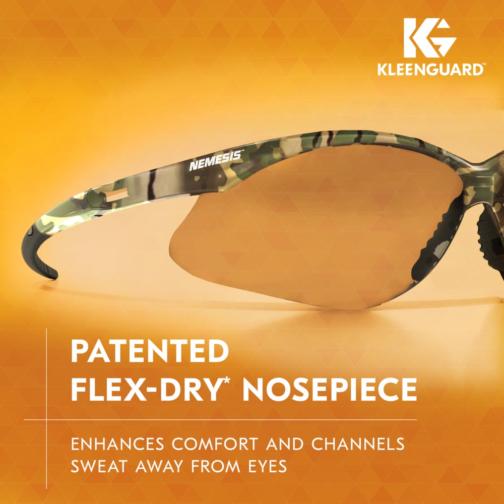 KleenGuard™ V30 Nemesis™ Safety Glasses (22608), Clear Lenses with KleenVision™ Anti-Fog coating, Camo Frame, Unisex Eyewear for Men and Women (12 Pairs/Case) - 22608