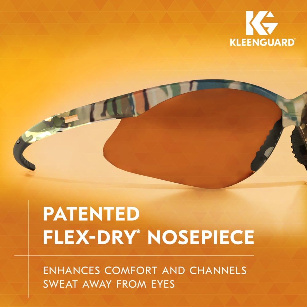 KleenGuard™ V30 Nemesis™ Safety Glasses (19644), Bronze Lenses with KleenVision™ Anti-Fog coating, Camo Frame, Unisex Eyewear for Men and Women (12 Pairs/Case) - 19644