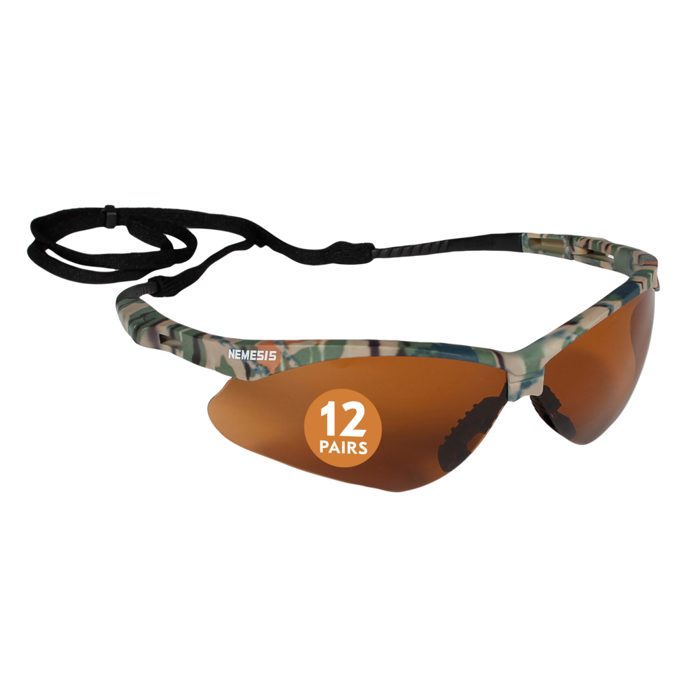 KleenGuard™ V30 Nemesis™ Safety Glasses (19644), Bronze Lenses with KleenVision™ Anti-Fog coating, Camo Frame, Unisex Eyewear for Men and Women (12 Pairs/Case) - 19644