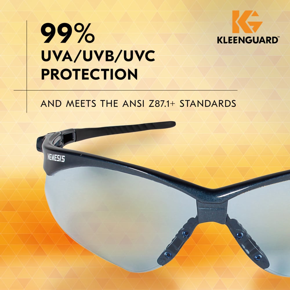 KleenGuard™ V30 Nemesis™ Safety Glasses (19639), Light Blue Lenses with KleenVision™ Anti-Fog coating, Blue Frame, Unisex Eyewear for Men and Women (12 Pairs/Case) - 19639