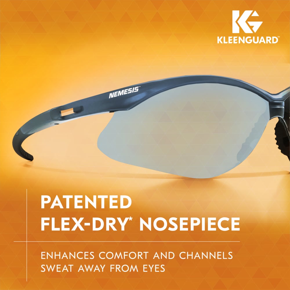 KleenGuard™ Nemesis™ Safety Glasses (19639), with KleenVision™ Anti-Fog Coating, Light Blue Lenses, Blue Frame, Unisex for Men and Women (Qty 12) - 19639