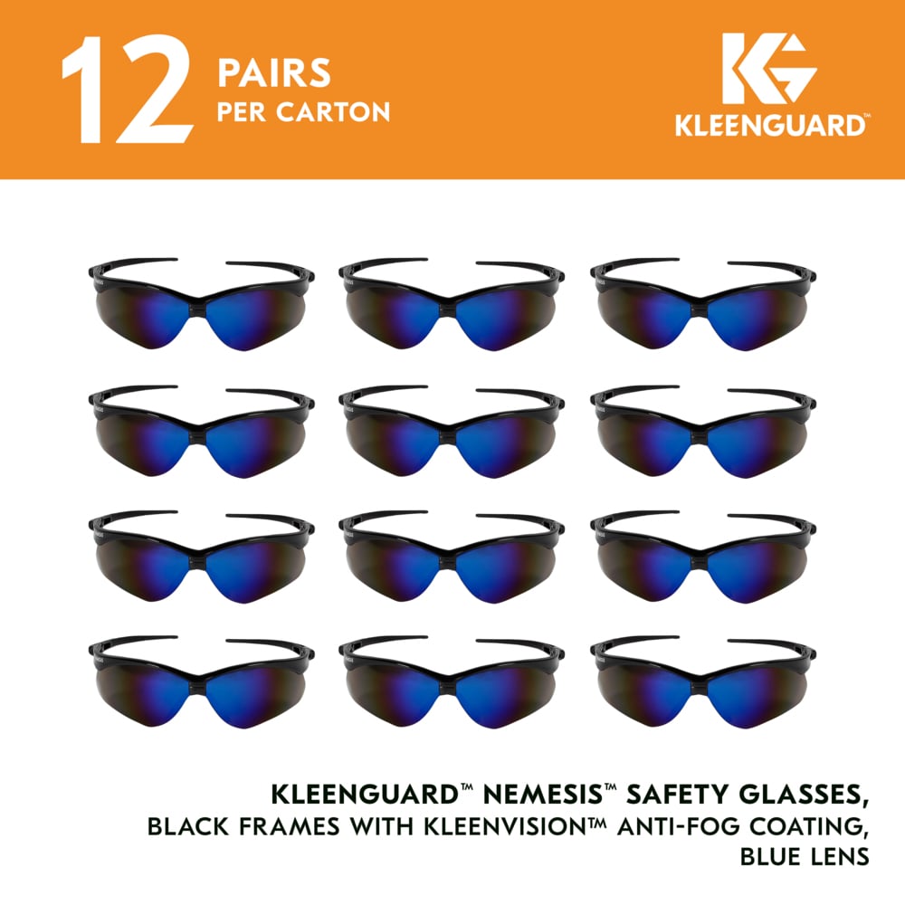 KleenGuard™ V30 Nemesis™ Safety Glasses (14481), Blue Lenses