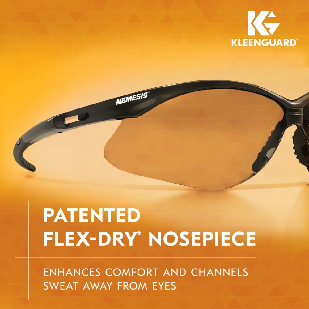 KleenGuard™ V30 Nemesis™ Safety Glasses (25685), Indoor/Outdoor Lenses, Black Frame, Unisex Eyewear for Men and Women (12 Pairs/Case) - 25685