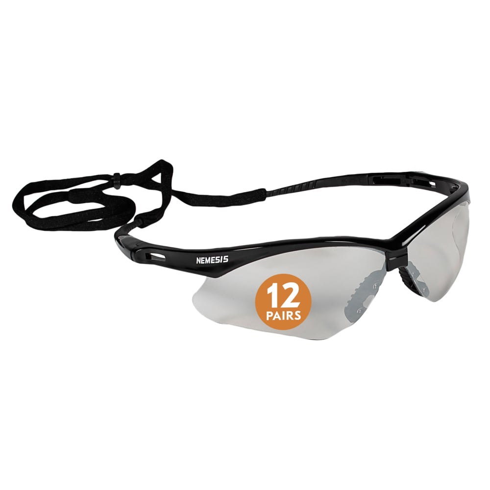 KleenGuard™ V30 Nemesis™ Safety Glasses (25685), Indoor/Outdoor Lenses, Black Frame, Unisex Eyewear for Men and Women (12 Pairs/Case)