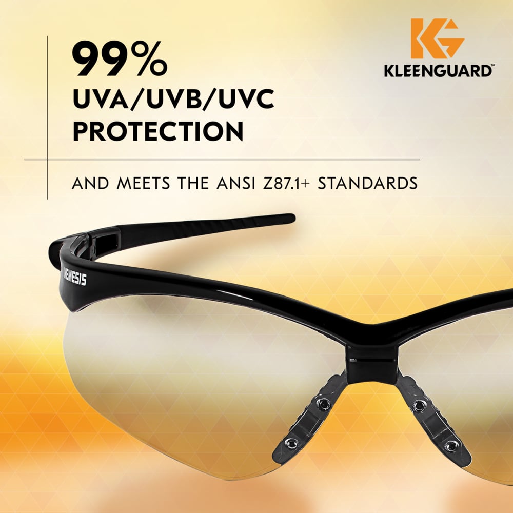 KleenGuard™ V30 Nemesis™ Safety Glasses (25676), Clear Lenses, Black Frame, Unisex for Men and Women (Qty 12) - 25676