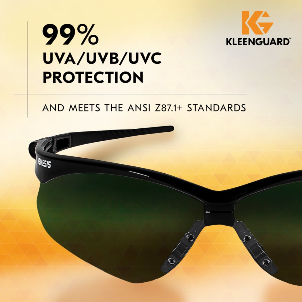 KleenGuard™ V30 Nemesis™ Safety Glasses (25671), IRUV Shade 5.0 Lenses, Black Frame, Unisex Eyewear for Men and Women (12 Pairs/Case) - 25671