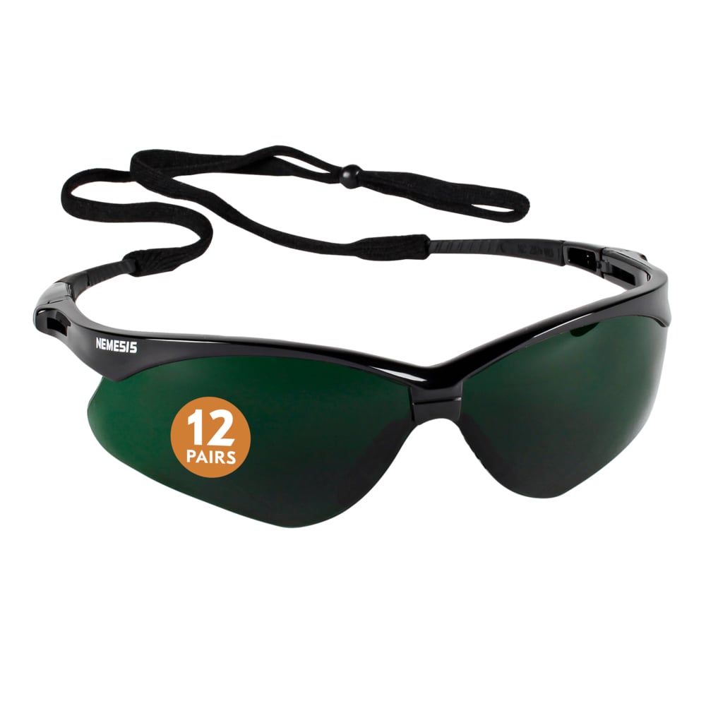 KleenGuard™ V30 Nemesis™ Safety Glasses (25671), IRUV Shade 5.0 Lenses, Black Frame, Unisex Eyewear for Men and Women (12 Pairs/Case) - 25671