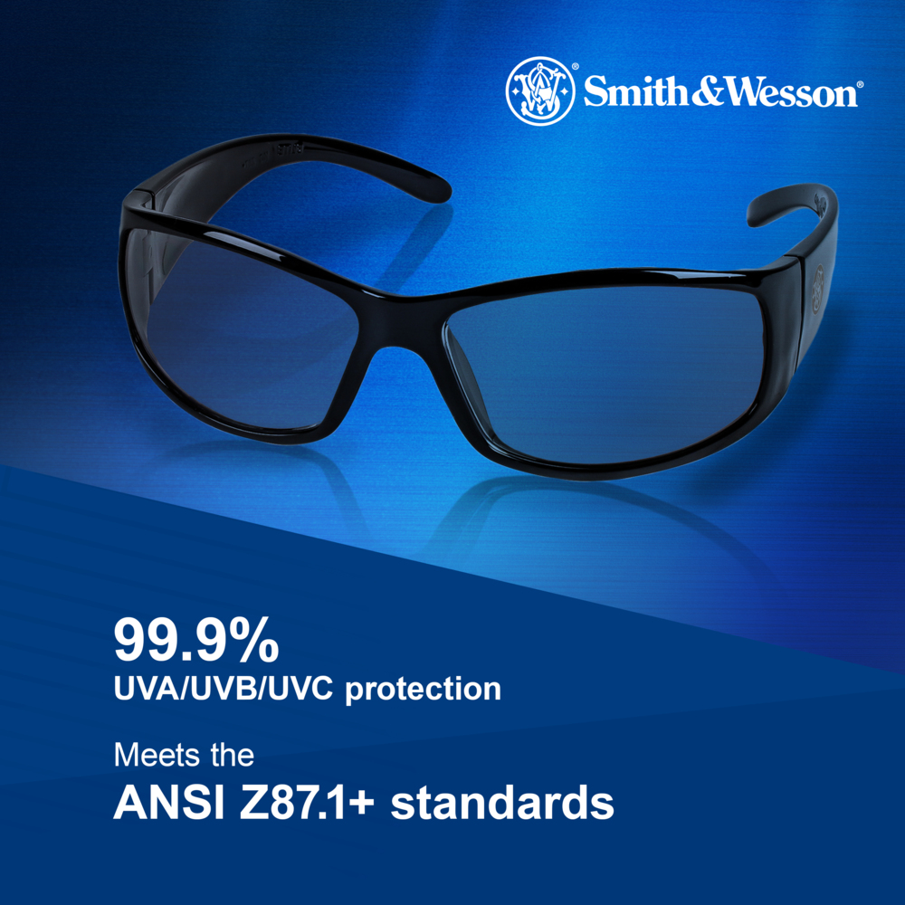 Smith & Wesson® Elite™ Safety Glasses (21306), Indoor/Outdoor Lenses with Scratch-Resistant coating, Black Frame, Unisex Eyewear for Men and Women (12 Pairs/Case) - 21306