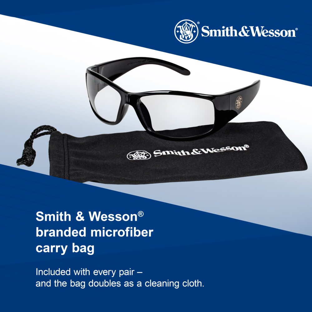 Smith & Wesson® Elite™ Safety Glasses (21302), Clear Lenses with Anti-Fog coating, Black Frame, Unisex Eyewear for Men and Women (12 Pairs/Case) - 21302