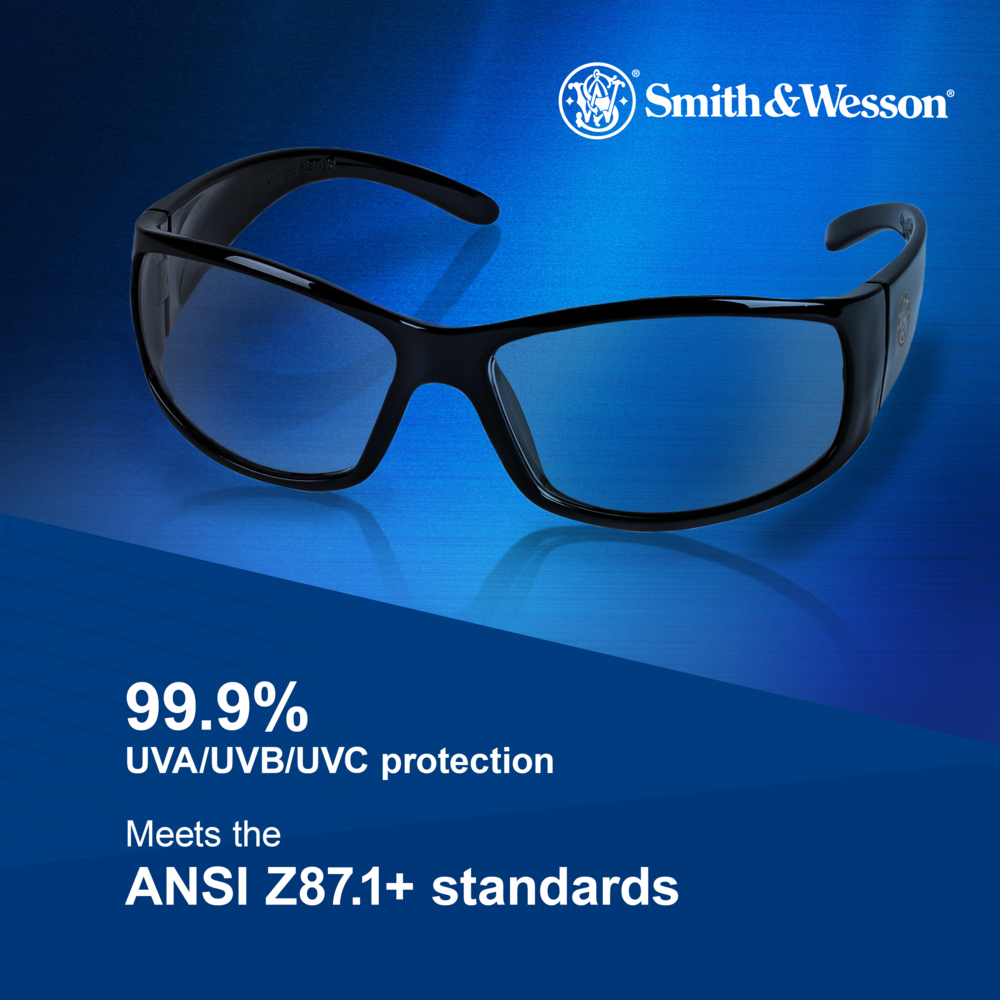 Smith & Wesson® Elite™ Safety Glasses (21302), Clear Lenses with Anti-Fog coating, Black Frame, Unisex Eyewear for Men and Women (12 Pairs/Case) - 21302